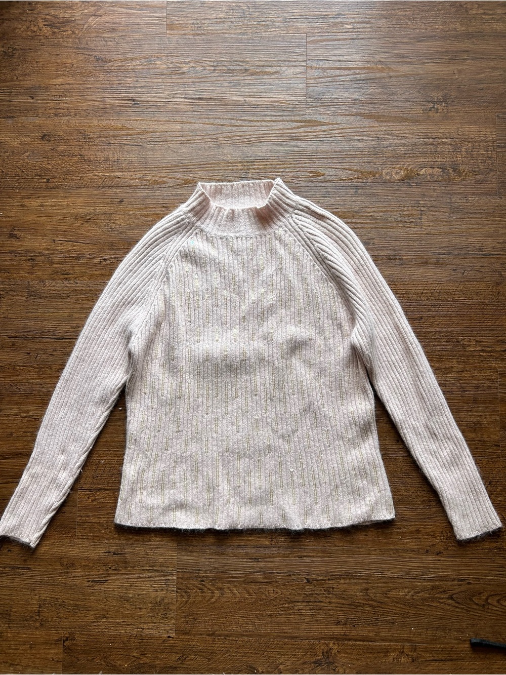Jaclyn Smith Cozy Blush Sequined Silk Angora Sweater